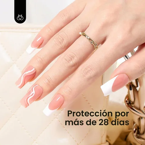 Vista 2 de Beetles - Esmalte de uñas en gel base color nude, 15 ml, base de goma 5 en 1, marrón neutro claro, punta francesa, esmalte de uñas en gel Base