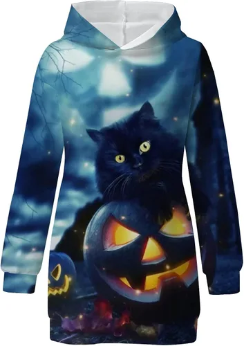 Vista 3 de Vestido de Halloween para mujer 2022 con capucha para otoño e invierno