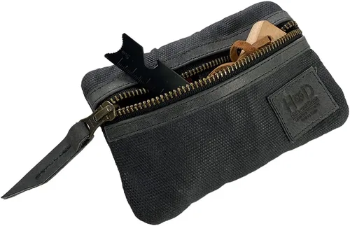 Vista 4 de Hide & Drink, Estuche de bolsillo multiherramientas, Bolsa compacta multiusos con cremallera para artículos de diario (EDC), Mini estuche de Negro