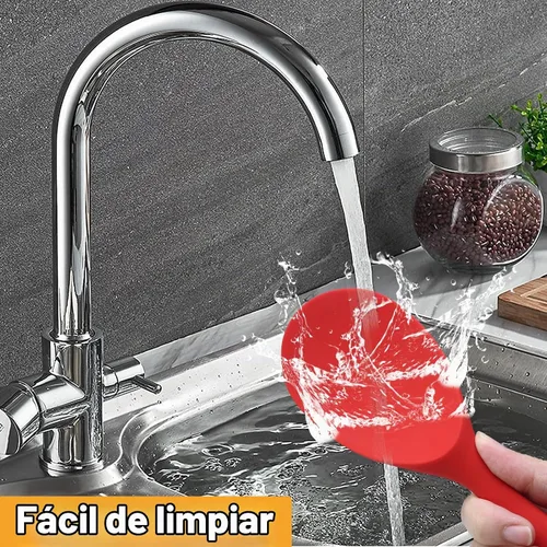Vista 5 de Vonty Cuchara de silicona antiadherente resistente al calor para paletas de arroz de 8.8 pulgadas, color rojo