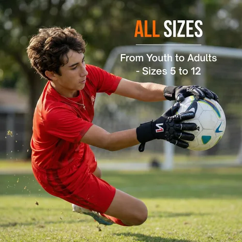 Vista 4 de ONEKEEPER ACE Guantes de portero – Protección sin dedos – Guantes de portero de fútbol profesional para niños, jóvenes y adultos – látex de contacto