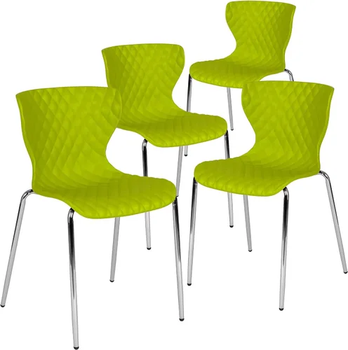 Vista 21 de Flash Furniture Lowell Silla apilable de plástico negro con asiento en cascada