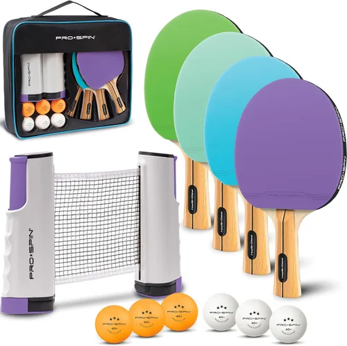 Vista 9 de PRO-SPIN Portable Ping Pong Set with Retractable Ping Pong Net for Any Table, All-in-One Table Tennis Set with Ping Pong Paddles, Balls & Case