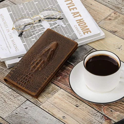 Vista 2 de Kattee cartera plegadiza clásica de cuero para hombre
