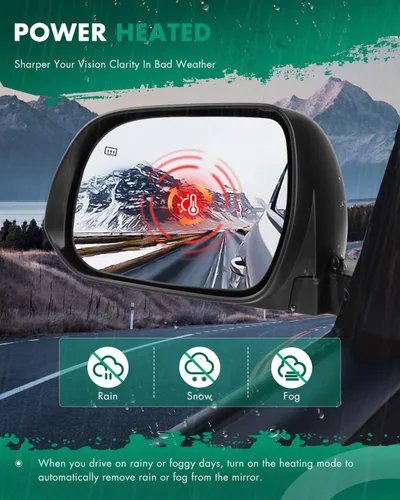 Vista 5 de SCITOO Espejo retrovisor lateral izquierdo para Toyota SIENNA Power Adjusted Black Espejo exterior de repuesto para 2011-2017