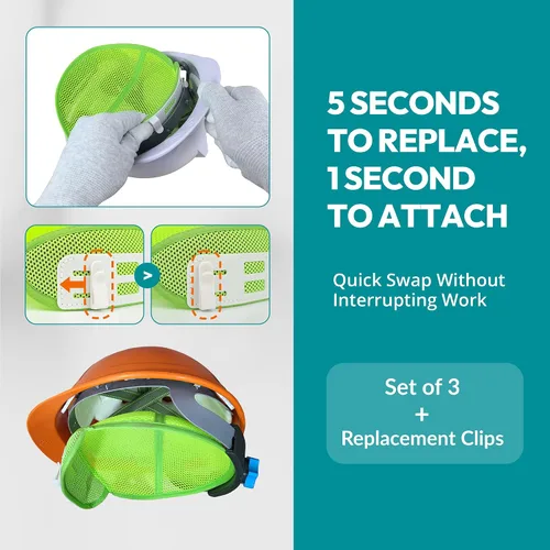 Vista 4 de Paquete de 3 HW GLOBAL Forro de Banda de Sudor para Insertar en Casco Duro – Forros para Casco (Clips Ajustables) (Enfriamiento de Lino)