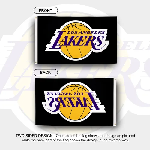 Vista 2 de Desert Cactus Bandera de los Lakers de Los Ángeles Los Angeles Lakers NBA National Basketball Association 100% poliéster para interiores