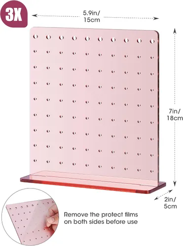 Vista 7 de NiHome Paquete de 3 soportes acrílicos para pendientes (acabado espejo oro rosa)