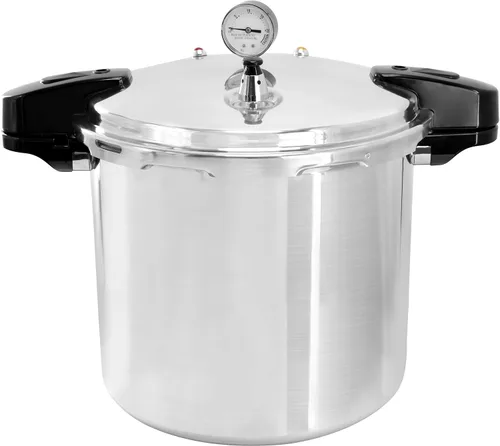 Vista 2 de MegaChef Olla a presión de aluminio de gran capacidad de 24 cuartos de galón para estufas de inducción y gas