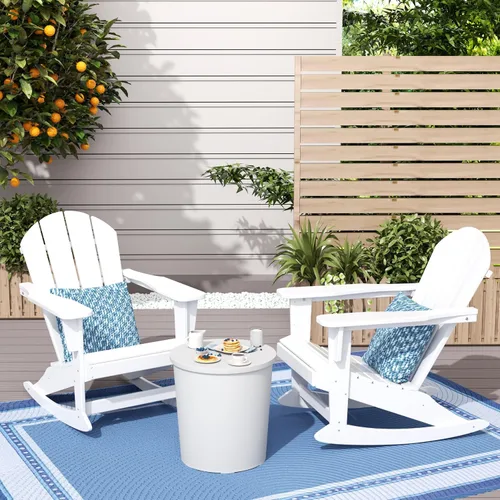 Vista 185 de WestinTrends Silla mecedora Malibu de poliéster para exterior/patio Adirondack, Negra