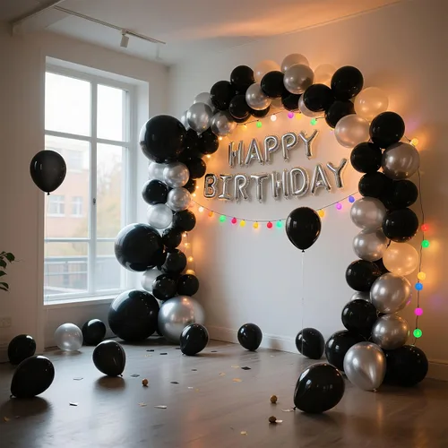 Vista 4 de Globo negro, 145 globos de látex negro de alta calidad, kit de arco de diferentes tamaños de 18, 12, 10, 5 pulgadas, kit de arco de guirnalda