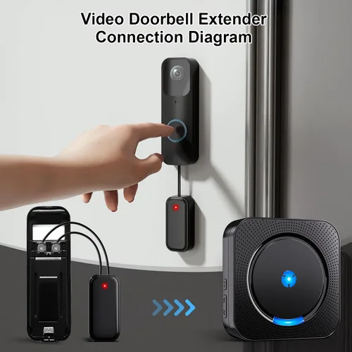 Vista 7 de Extensor de timbre inalámbrico con timbre de video, compatible con timbre de video Blink, fácil instalación, alarma fuerte