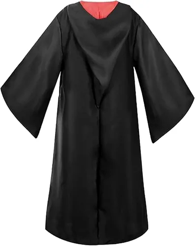 Vista 3 de CASSONRM Bata de mago, capa con capucha, disfraz de mago, capa de vampiro, longitud de 45.3 in, altura recomendada de 69.3-70.9 in, disfraces