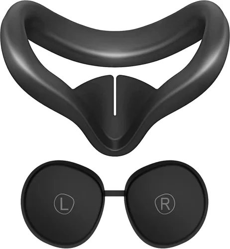 Vista 5 de Protective Cover Compatible with Oculus Quest 2 Accessories, Silicone Controller Grip Cover Protector, Soft Shell Skin with Face Cover and Lens