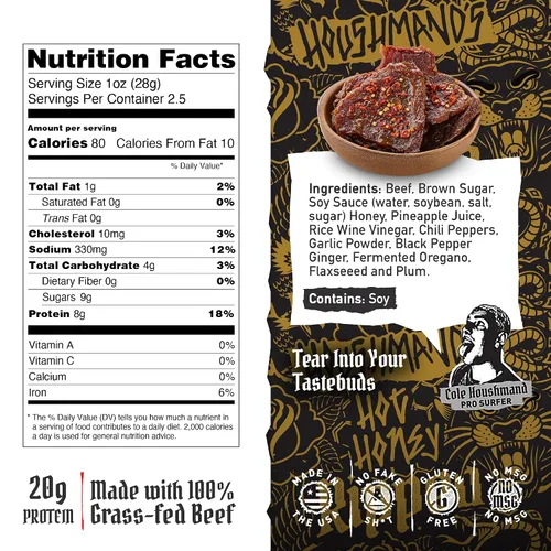 Vista 2 de Carne seca rasgada – 100% carne de res alimentada con hierba, 0.71 onzas de proteína, ingredientes reales, sin gluten, sin MSG, fabricado en Estados