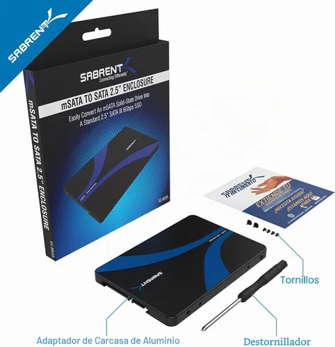 Vista 8 de Sabrent Adaptador de Carcasa de Aluminio mSATA a SATA III de 2.5 Pulgadas (EC-MSSA)