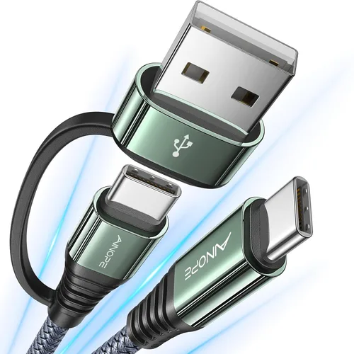Vista 10 de Cable AINOPE USB C a USB C, Cable USB C de 1 Pie de Carga Rápida con Adaptador USB a USB C, Cable USB a USBC de 60W para iPhone 17 Pro Max Air, Gris