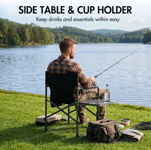 Vista 6 de Portal Silla de directores sillas de camping para adultos con mesa auxiliar, sillas plegables para adultos, sillas de director plegables para sillas