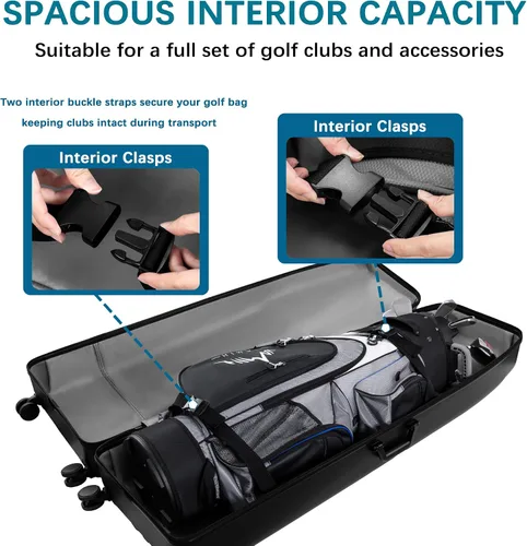 Vista 5 de UNIHIMAL Funda rígida para viajes de golf, funda de viaje de golf, máxima protección, impermeable y duradera, especialmente diseñada para palos