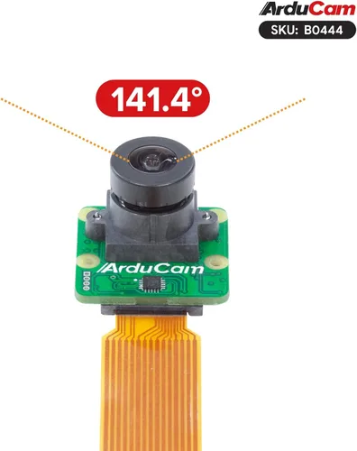 Vista 3 de Arducam para módulo de cámara Raspberry Pi 5, cámara de luz ultra baja a color IMX462, con lente M12 gran angular de 141 ° (H) y cámara web de alta