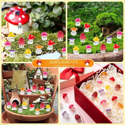 Vista 6 de 24 piezas de mini hongos de resina, estatua de hongos pequeños, figuras falsas de hongos en miniatura para jardín de hadas, accesorios de terrario