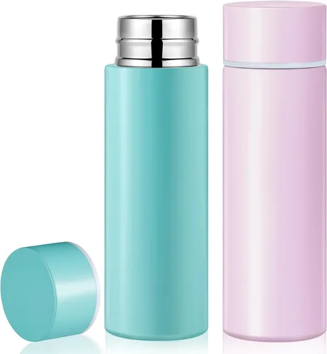 Vista 21 de Irenare Mini botella de agua de 5 onzas, mini botella de acero inoxidable aislada para botella de agua, bonita botella a prueba de fugas, mantiene