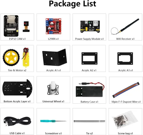 Vista 7 de LAFVIN 2WD Smart Robot Car Kit ESP32 Kit de inicio de cámara con tutorial compatible con Arduino IDE