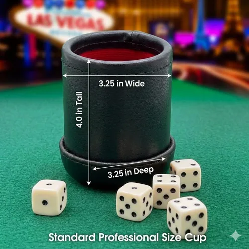 Vista 2 de 4" Deluxe Dice Cup con 5 dados estándar, negro/crema
