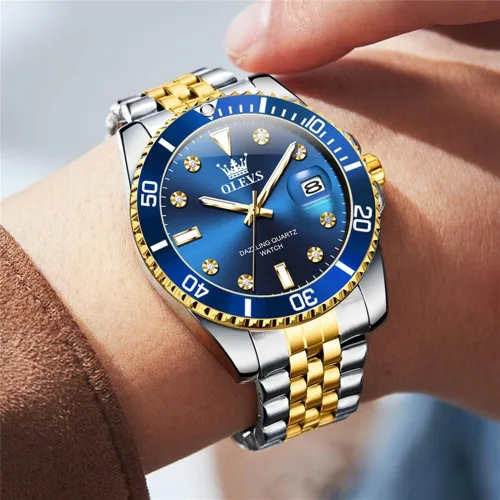 Vista 3 de OLEVS Relojes para Hombre de Acero Inoxidable Elegantes de Cara Grande Impermeables de Lujo con Fecha para Hombre de Pulsera con Cara Casual