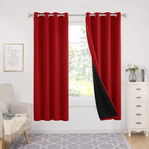 Vista 37 de Deconovo cortinas blackout 100 % con forro totalmente negro con aislamiento térmico de doble capa, oscurecimiento de la habitación, ahorro