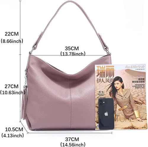 Vista 27 de Moda suave cuero genuino borla mujer bolso señoras hombro mensajero hobo bolso