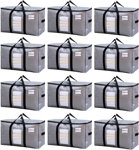 Vista 51 de TAILI - Bolsas de mudanza extra grandes, paquete de 10 bolsas negras resistentes para almacenamiento con ventana visible, asas envolventes
