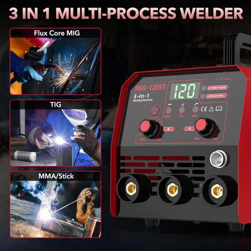 Vista 2 de Soldador MIG YesRight 110V, 120A Flux Core MIG/Lift TIG/Stick Máquina