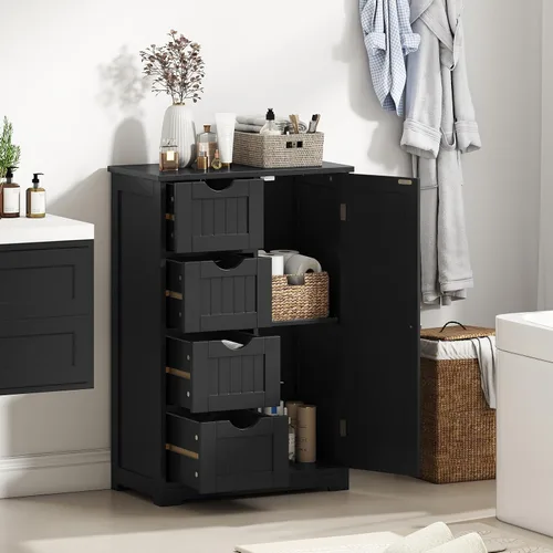 Vista 2 de Giantex Gabinete de Almacenamiento de Baño con Cajones - Organizador de Almacenamiento de 4 Cajones con Armario, Estante Ajustable, Dispositivo