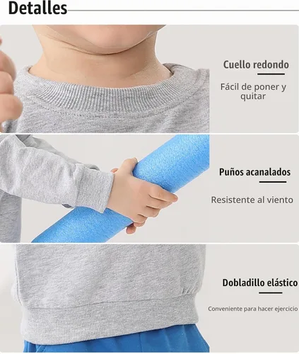 Vista 5 de GFQLONG Paquete de 2 sudaderas de algodón con cuello redondo para niños pequeños, camisetas de manga larga para bebé Negro+Gris