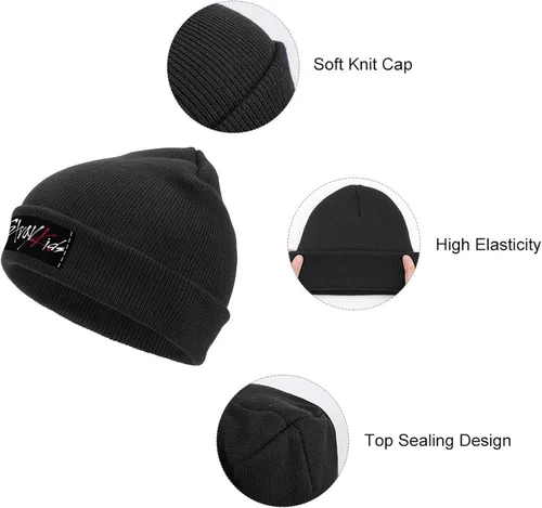Vista 3 de Cyhuccu Stray Kids Merch - Gorro de punto para invierno cómodo unisex