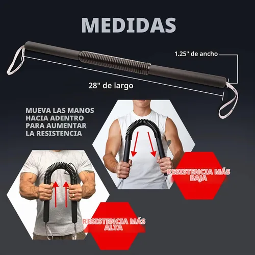 Vista 6 de Barra Power Twister de Python - Equipo de ejercicio para fortalecer la parte superior del cuerpo para pecho, hombro, antebrazo, bíceps y brazos por