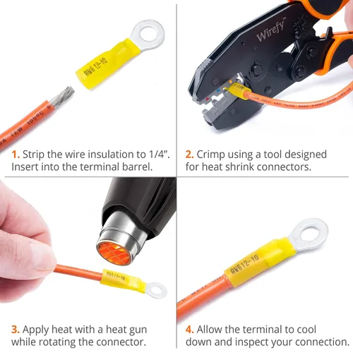Vista 7 de Conectores de cables Wirefy con funda termorretráctil (540 piezas) – Kit de terminales eléctricos – Surtido de conectores de crimpado de automoción