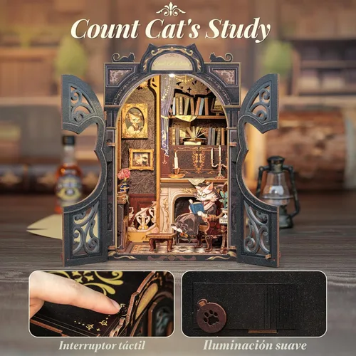 Vista 4 de CUTEBEE Kit de Libros para Rincón de Lectura - Kit de Casa en Miniatura de Bricolaje para Adultos y Adolescentes, Estantería para Libros de Casa
