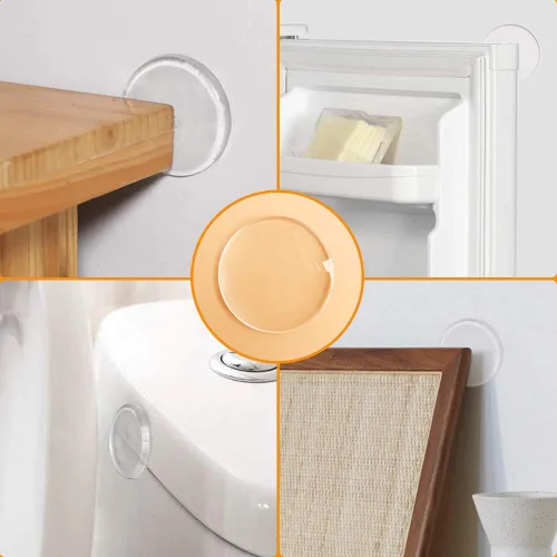 Vista 6 de Protector de pared para tope de puerta (paquete de 6) – Protector adhesivo reutilizable – Gel transparente, silencioso, absorbente de golpes