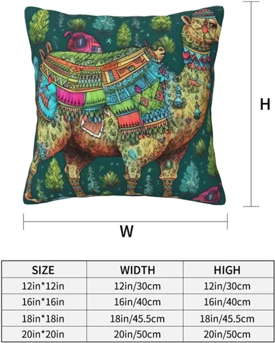 Vista 4 de Fundas de almohada con estampado de dibujo a mano de camello colorido, funda de cojín cuadrada, funda de cojín suave, funda de almohada