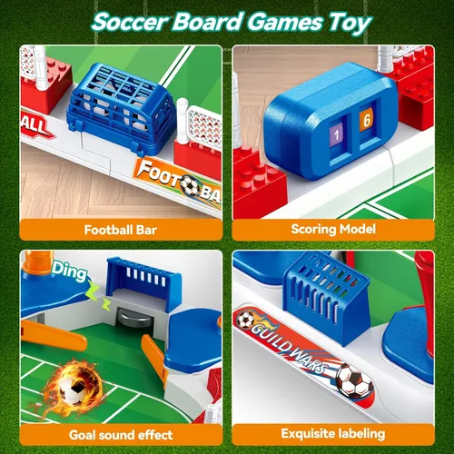 Vista 6 de Mini juego de mesa de futbolín para niños: juguete de regalos de fútbol para niños de 3, 4, 5, 6, 7, 8 a 12 años, juegos de mesa de fútbol deportivo