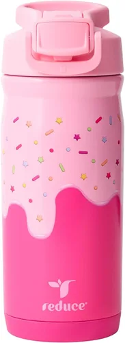 Vista 18 de Reduce Hydrate Pro Kids - Botella de agua aislada de acero inoxidable de 14 onzas con pajilla, vaso a prueba de derrames para niños, retención