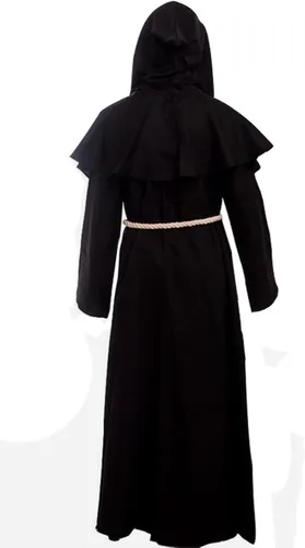Vista 3 de Disfraz medieval con capucha de monje renacentista y sacerdote de Friar