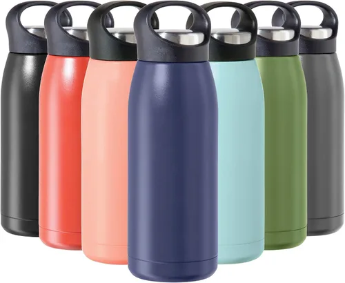 Vista 19 de OGGI Freestyle - Botella de agua aislada de acero inoxidable, doble pared aislada al vacío, termo de viaje, 23 onzas (23.0 fl oz), color negro