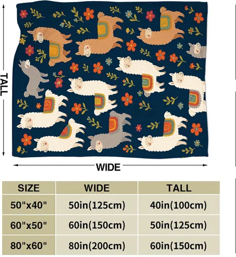 Vista 6 de Manta de llama, manta de alpaca, mantas de regalo con flores, ropa de cama de felpa de franela para niñas, mujeres, hombres, niños, amantes