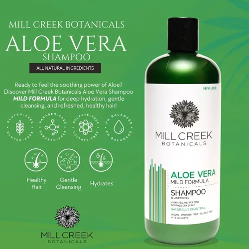 Vista 3 de Mill Creek Champú Aloe Vera (natural y orgánico) - 14 fl. oz.