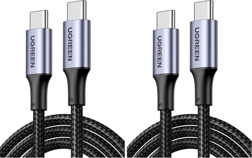 Vista 13 de UGREEN Cable USB C a USB C de 100 W, carga rápida, paquete de 2, 6.6 pies Negro