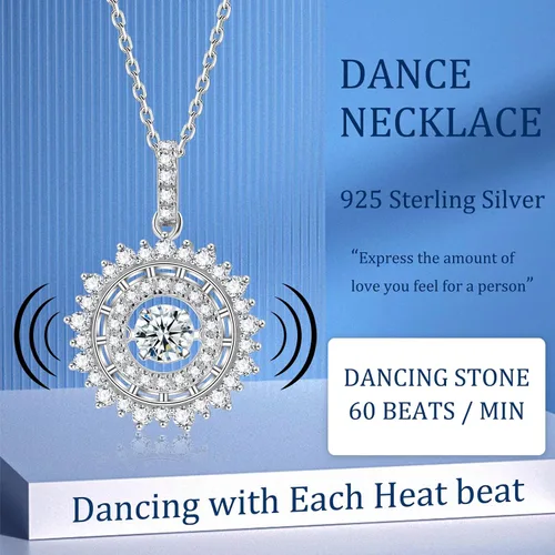 Vista 4 de HOLYCOME Floating Diamond Necklace for Women,1Carat Moissanite Dancing Pendent Chain,S925 Sterling Sliver Diamond Jewelry Halo Necklace Gifts for