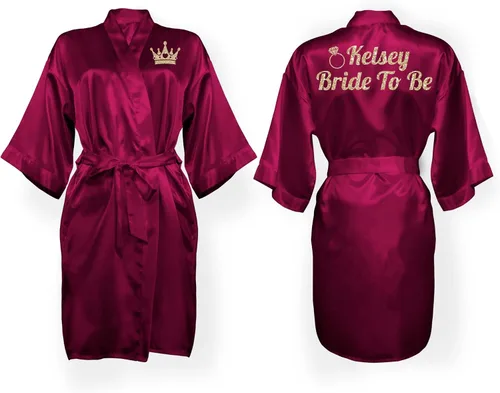 Vista 34 de Bata personalizada para mujer, tallas S-5XL, añade símbolos, texto y monogramas – Batas para bodas, viajes de niñas, cumpleaños y más